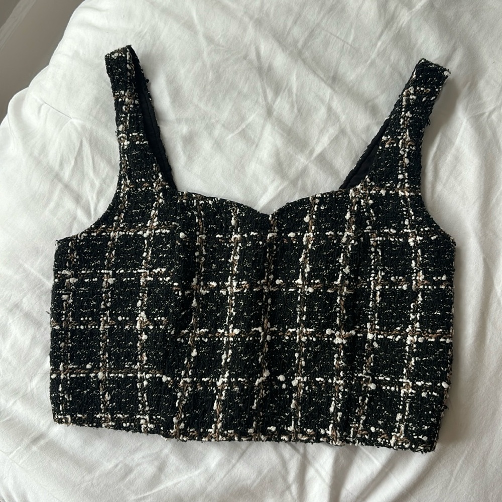 Abercrombie & Fitch Cropped Twill Plaid Top